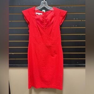 Evan Picone Red Sheath Dress with Flutter Cap Sleeves